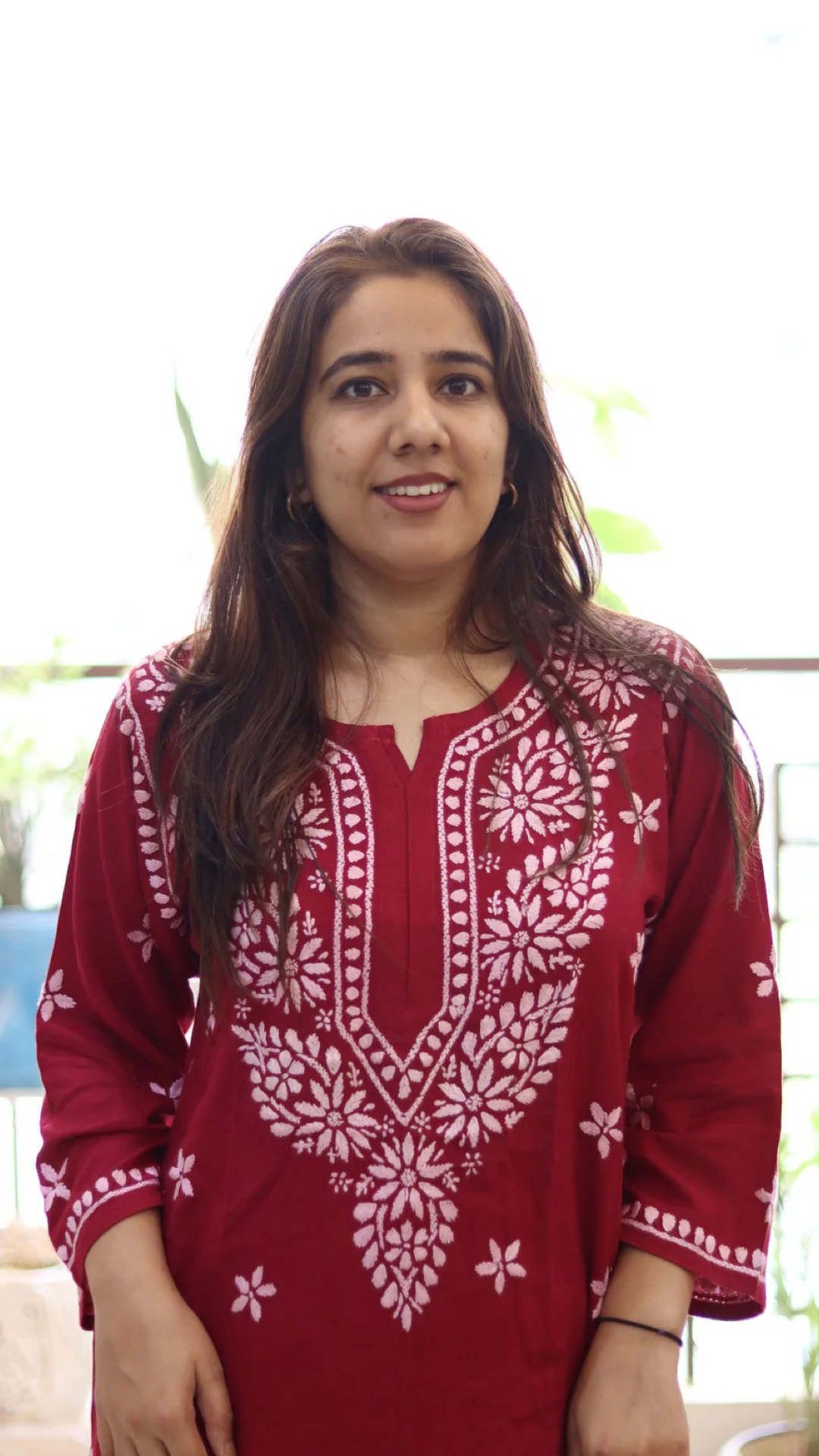 Chikankari Kurti with heavy white embroidery