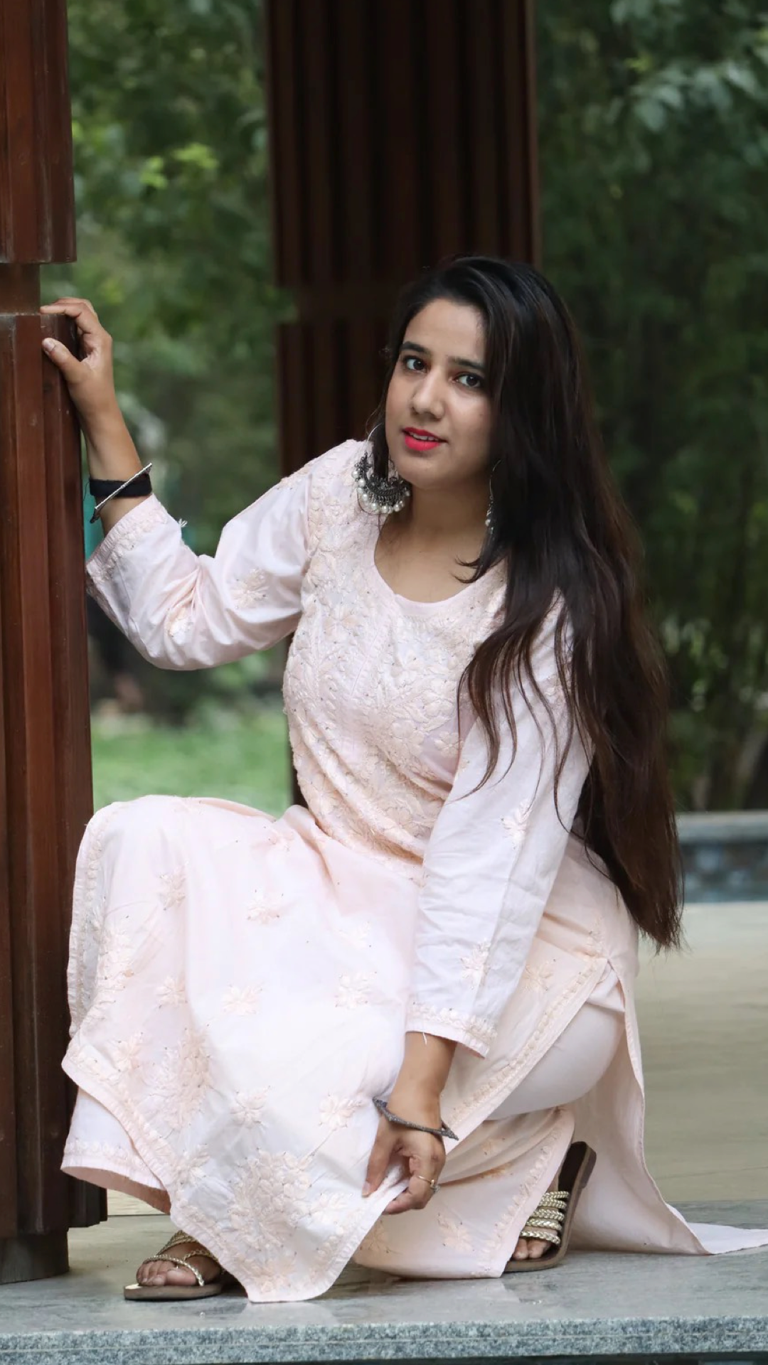Chikankari suit set with Zari work