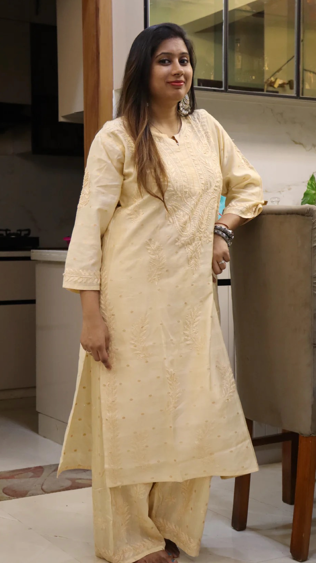 Chikankari suit set with Zari work