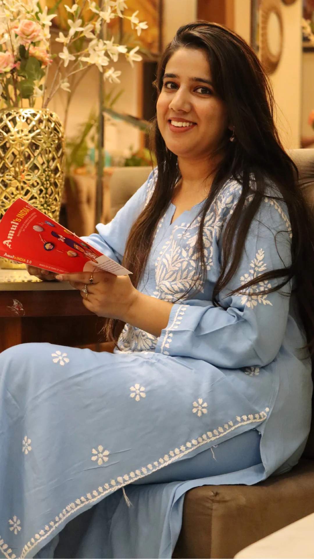 Chikankari suit set with Zari work