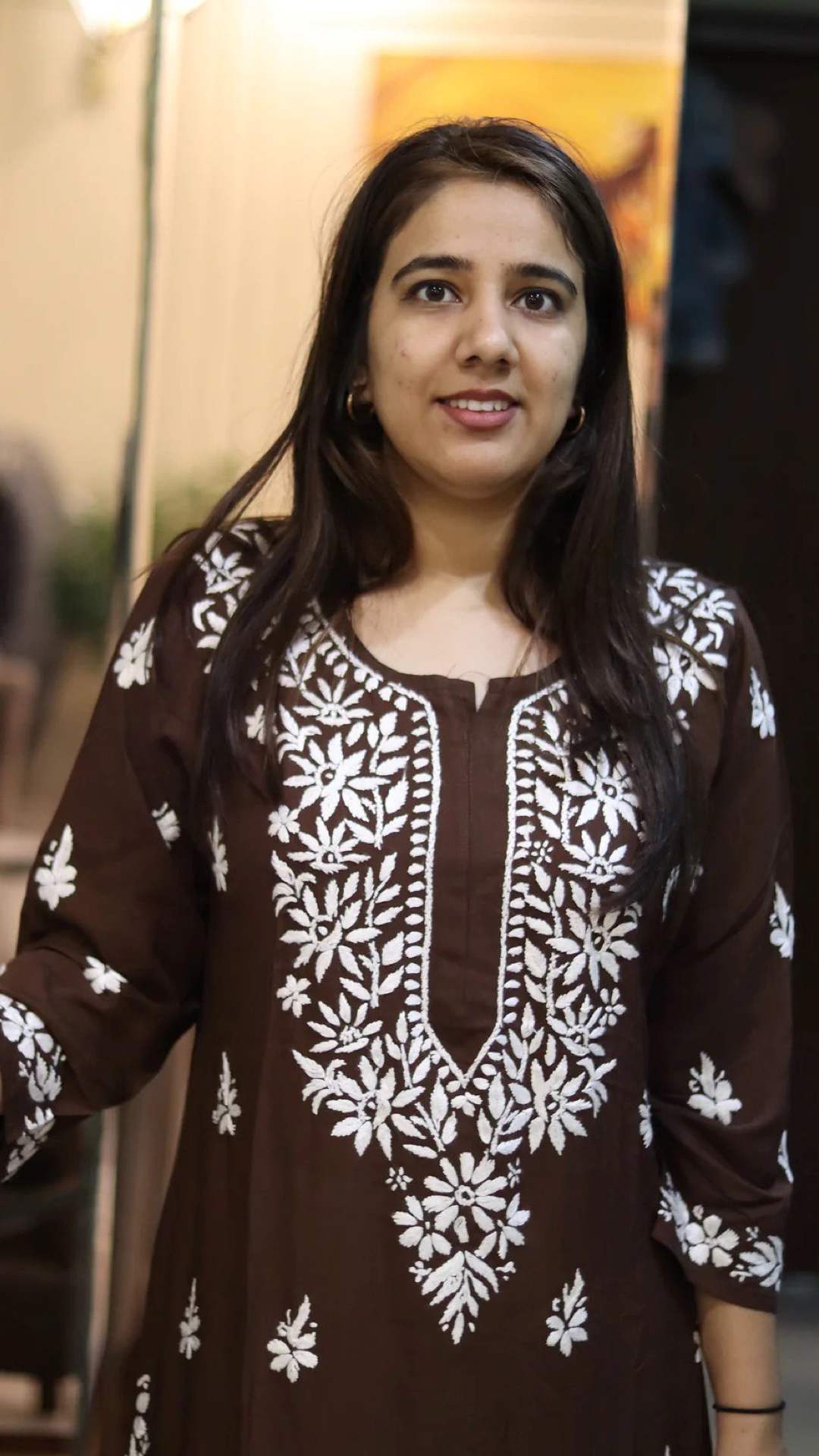 Kurti with full white embroidery