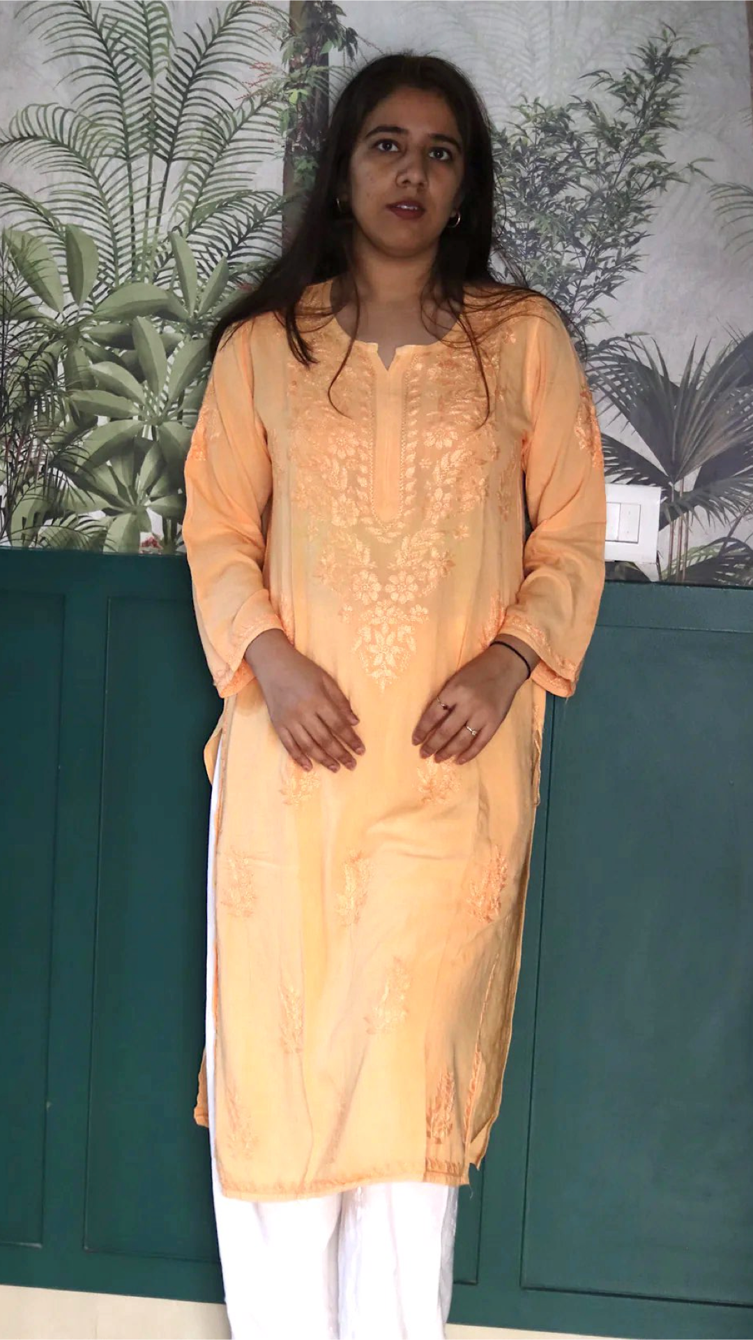 Kurti with full white embroidery