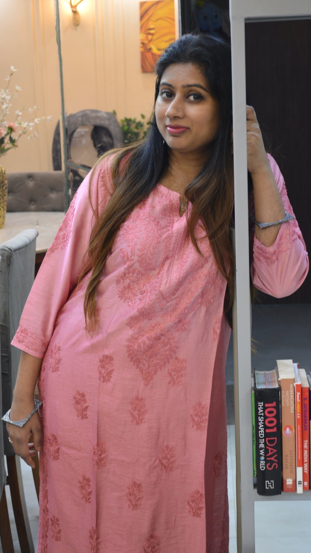 Chikankari suit set with ful work with same thread