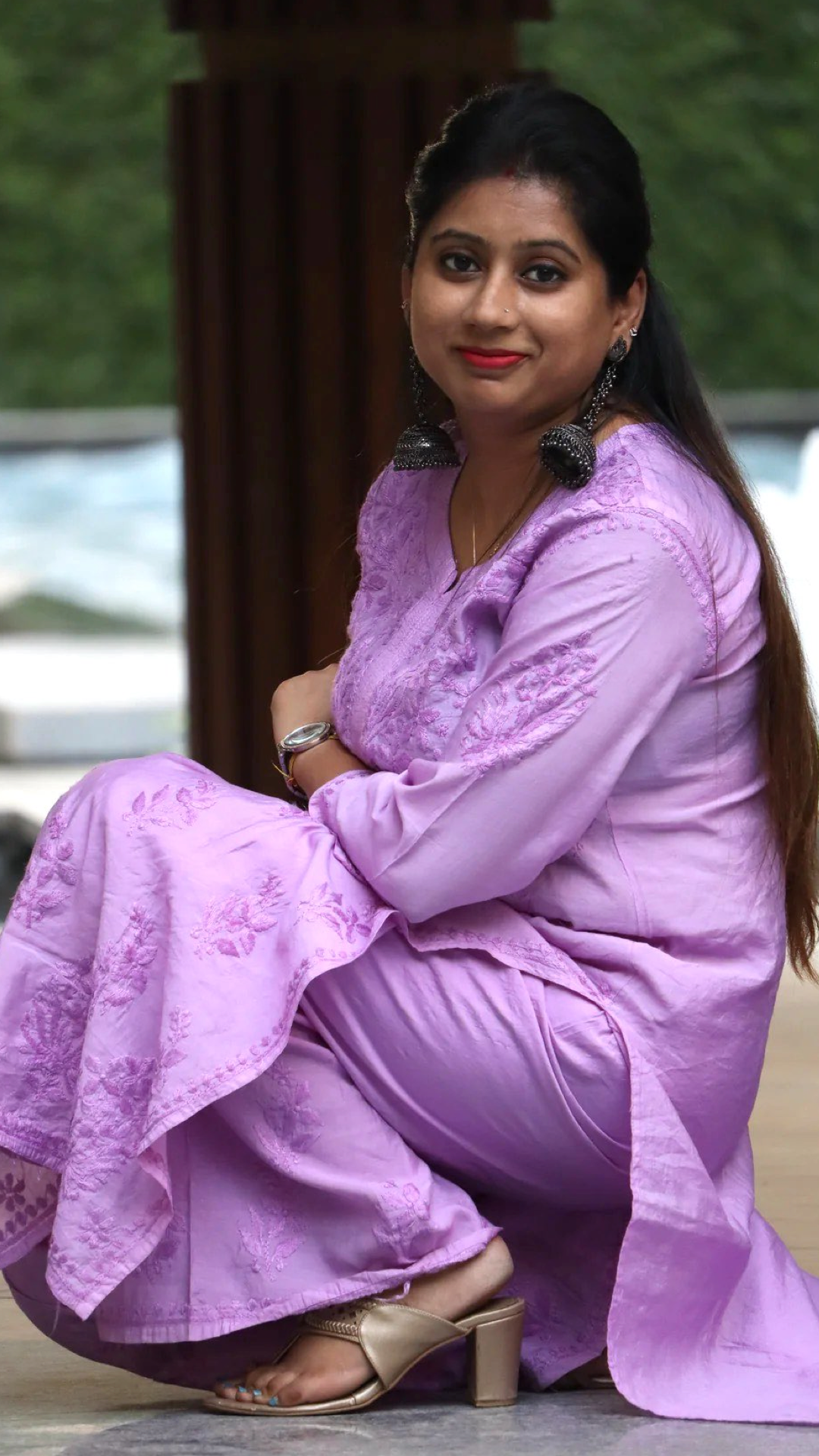 Chikankari Chanderi suit set with full Zari work