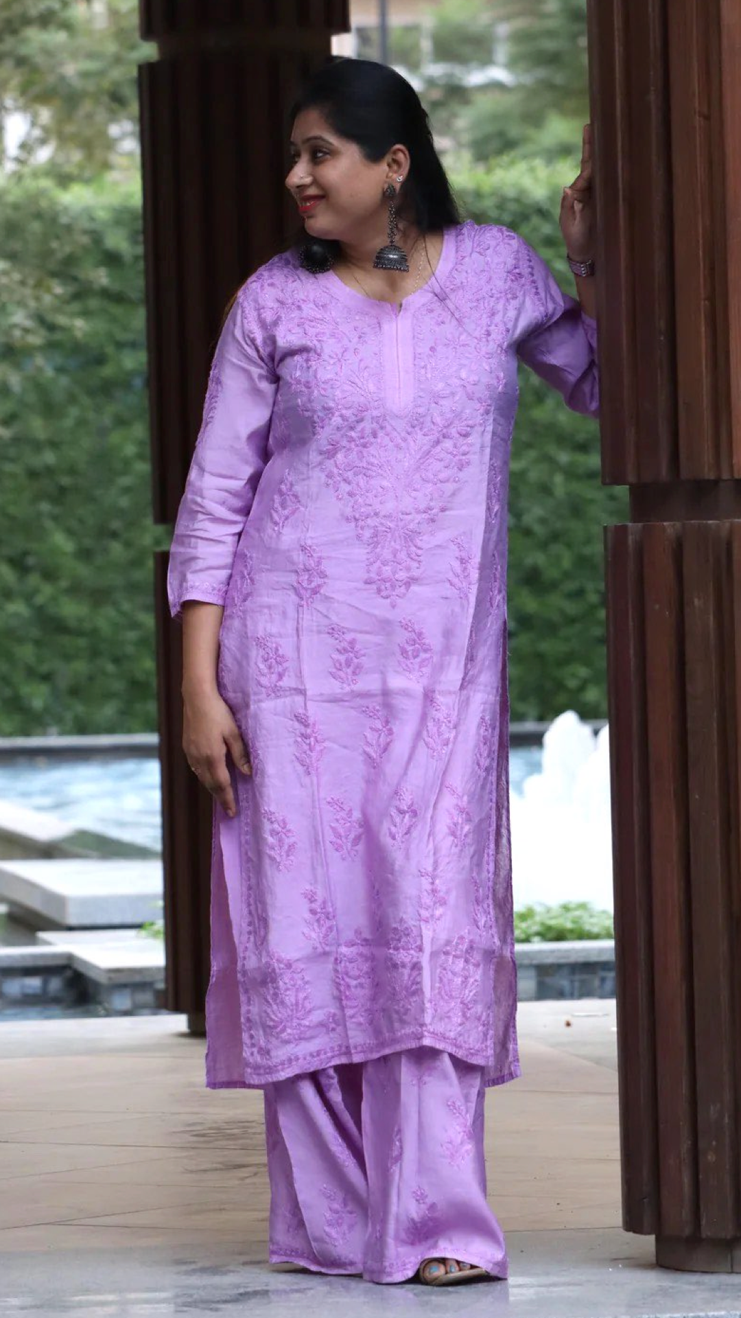 Chikankari Chanderi suit set with full Zari work