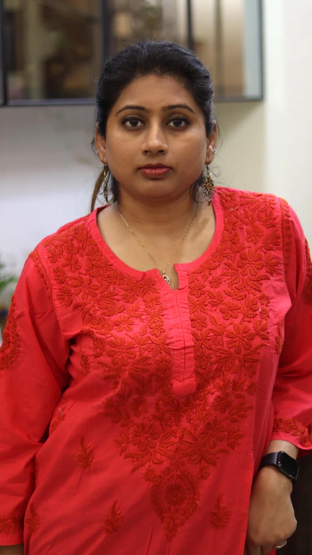 Chikankari cotton kurti with embroidery work