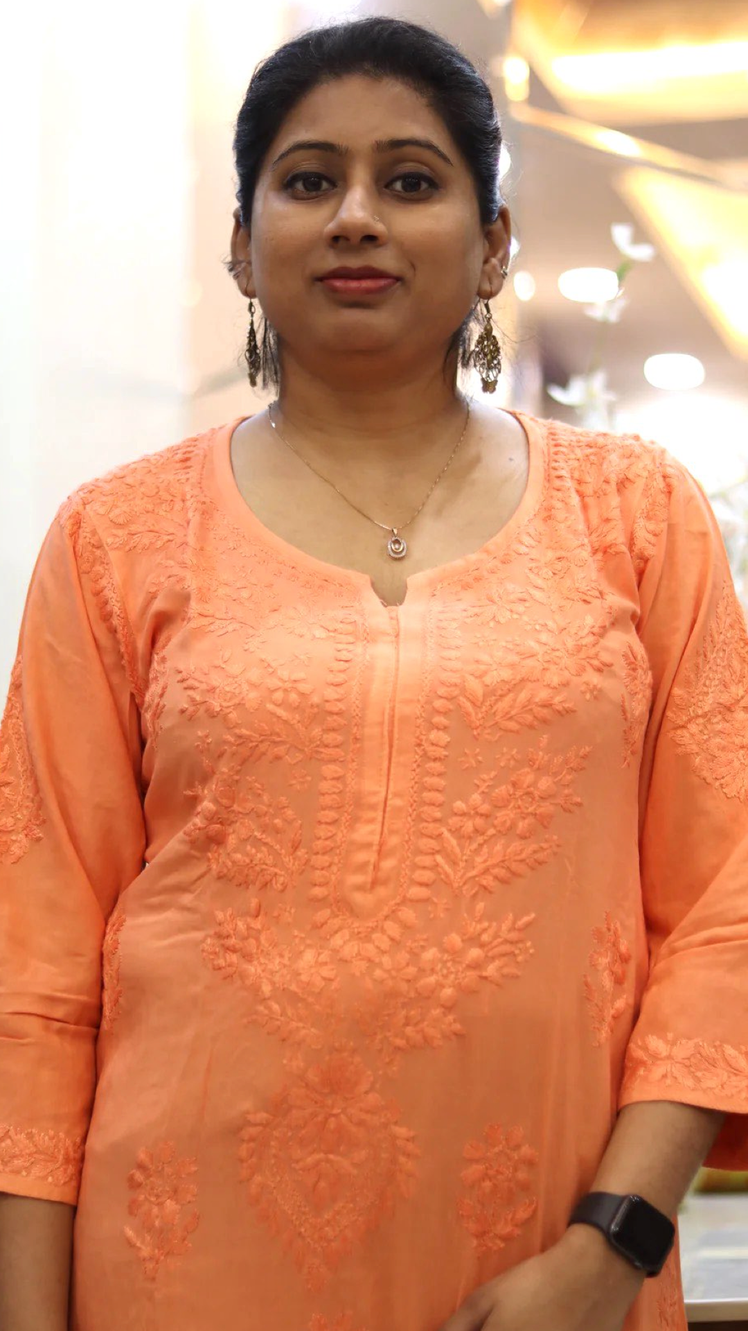 Chikankari cotton kurti with embroidery work