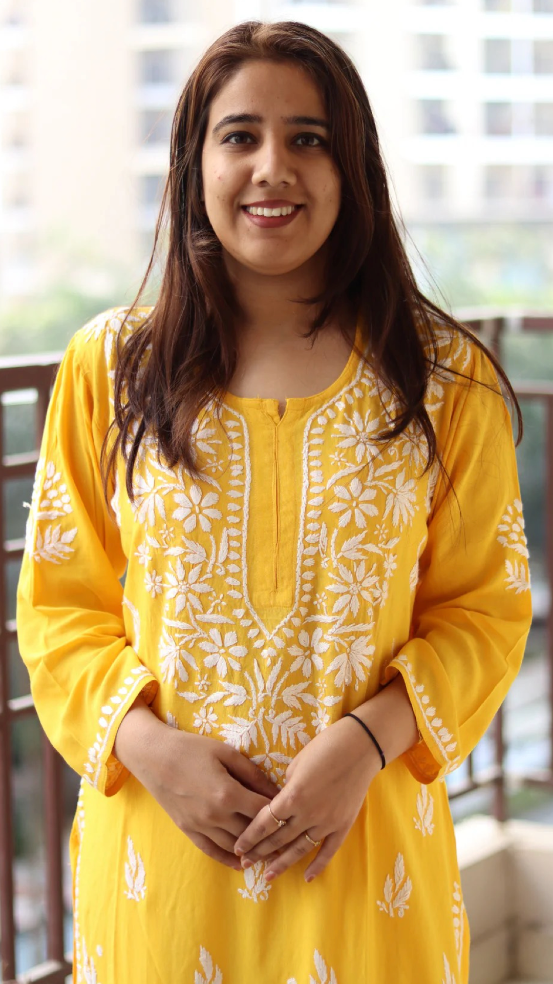 Chikankari Kurti with heavy white embroidery