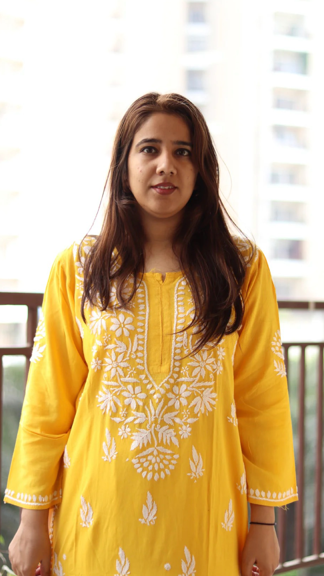 Chikankari Kurti with heavy white embroidery