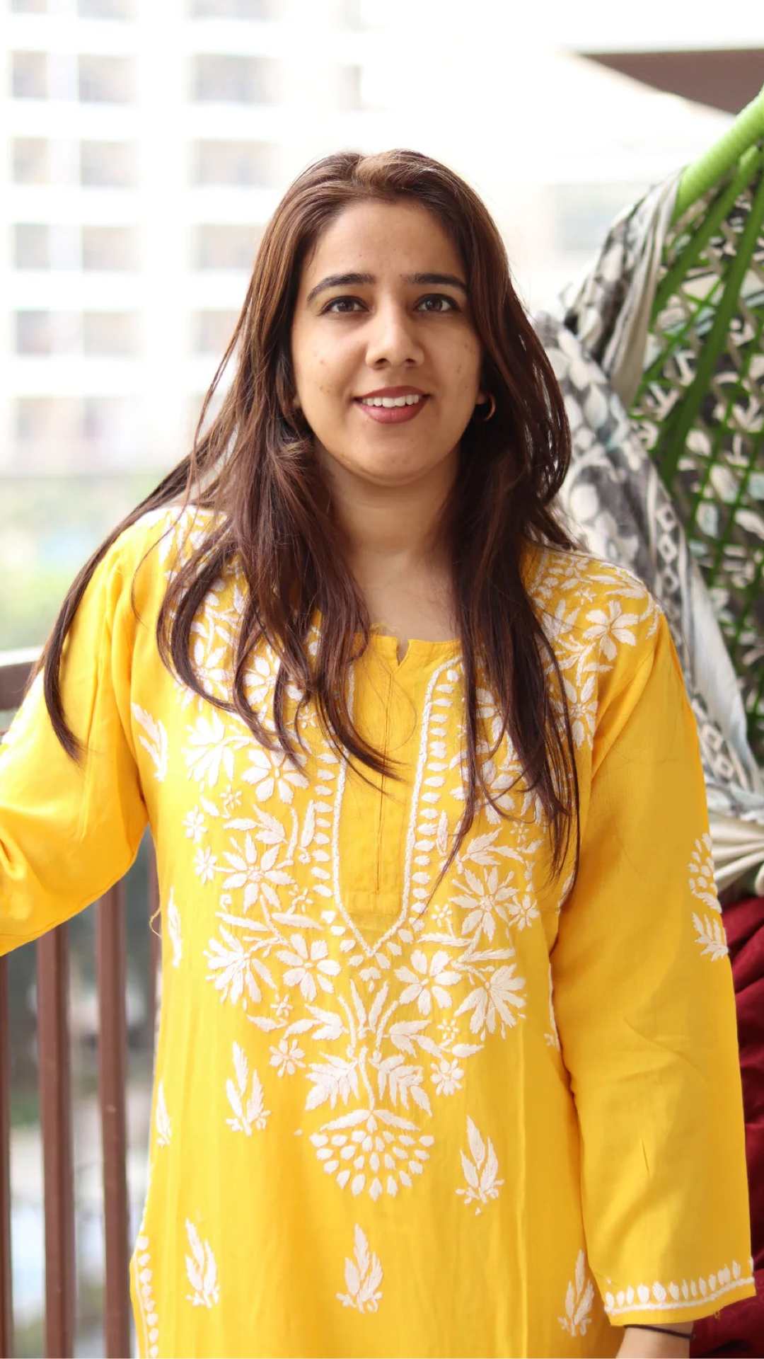 Chikankari Kurti with heavy white embroidery