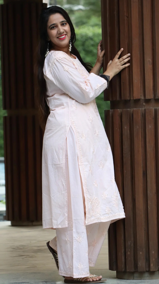Chikankari suit set with Zari work