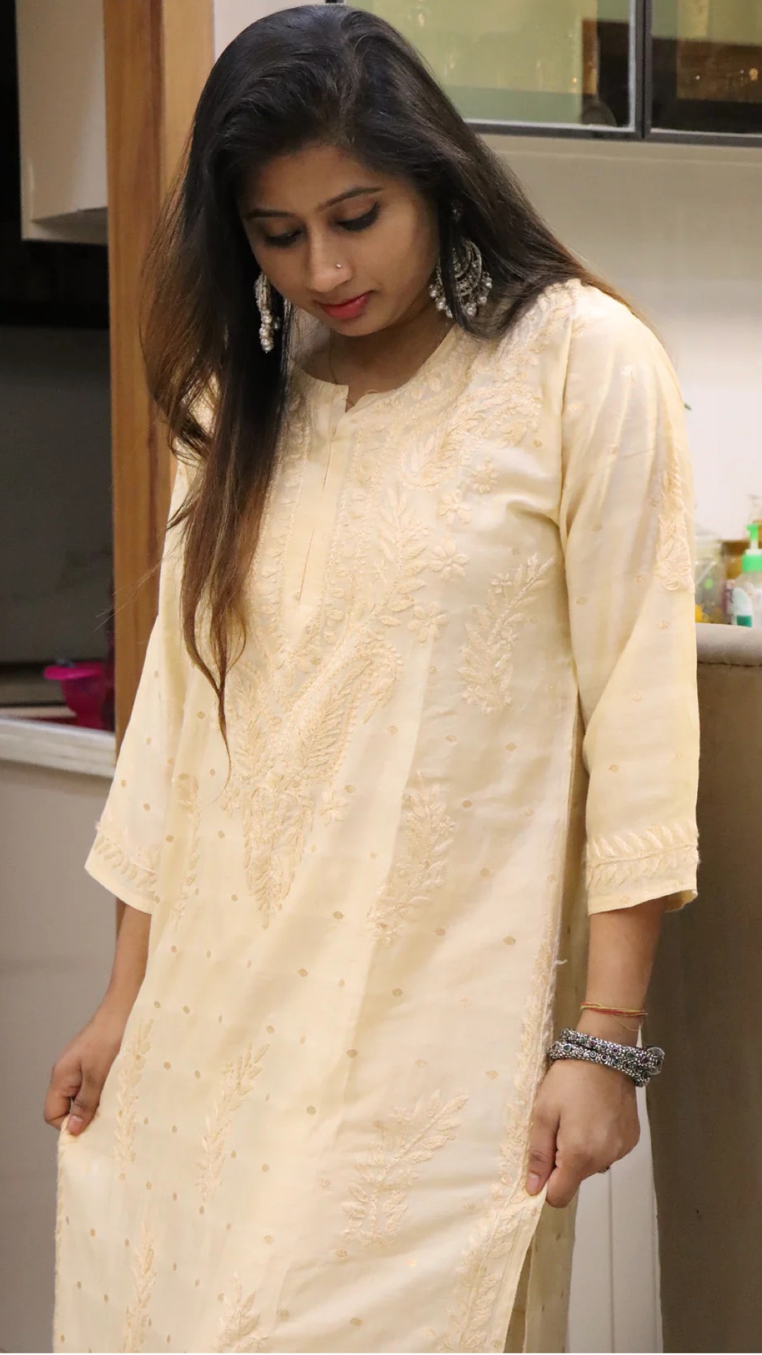 Chikankari suit set with Zari work