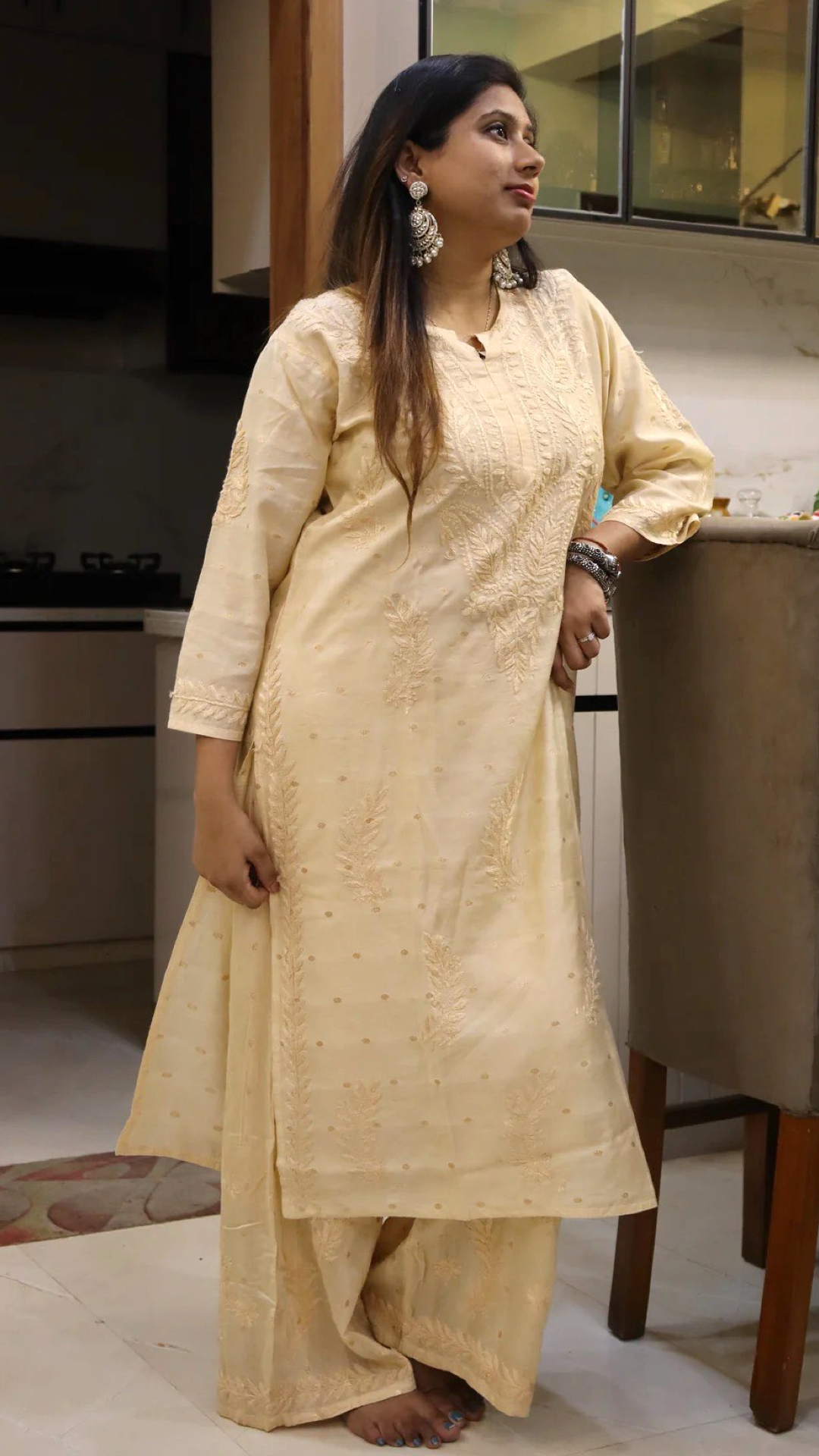 Chikankari suit set with Zari work