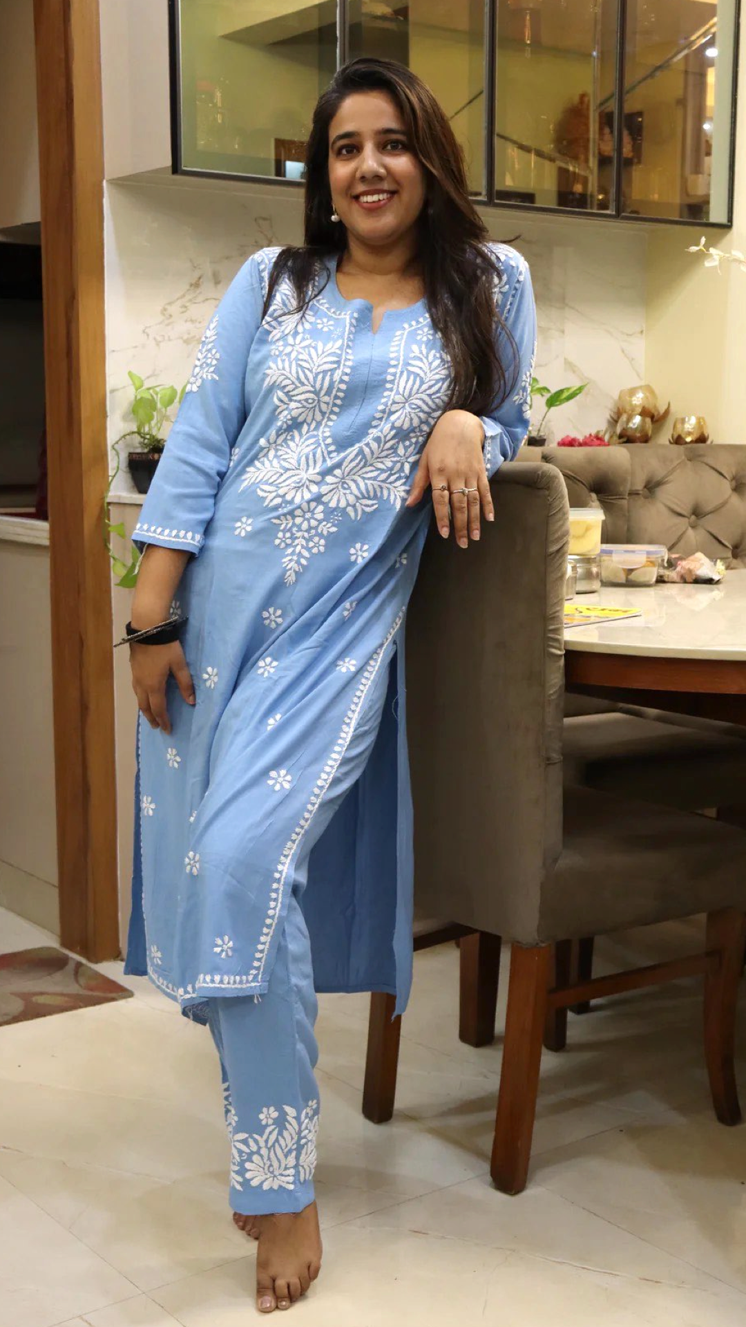 Chikankari suit set with Zari work