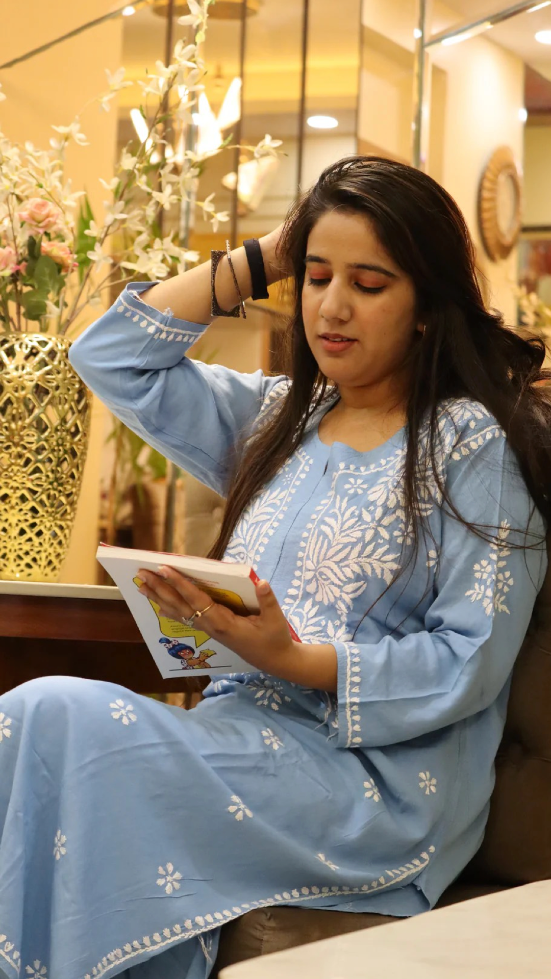 Chikankari suit set with Zari work