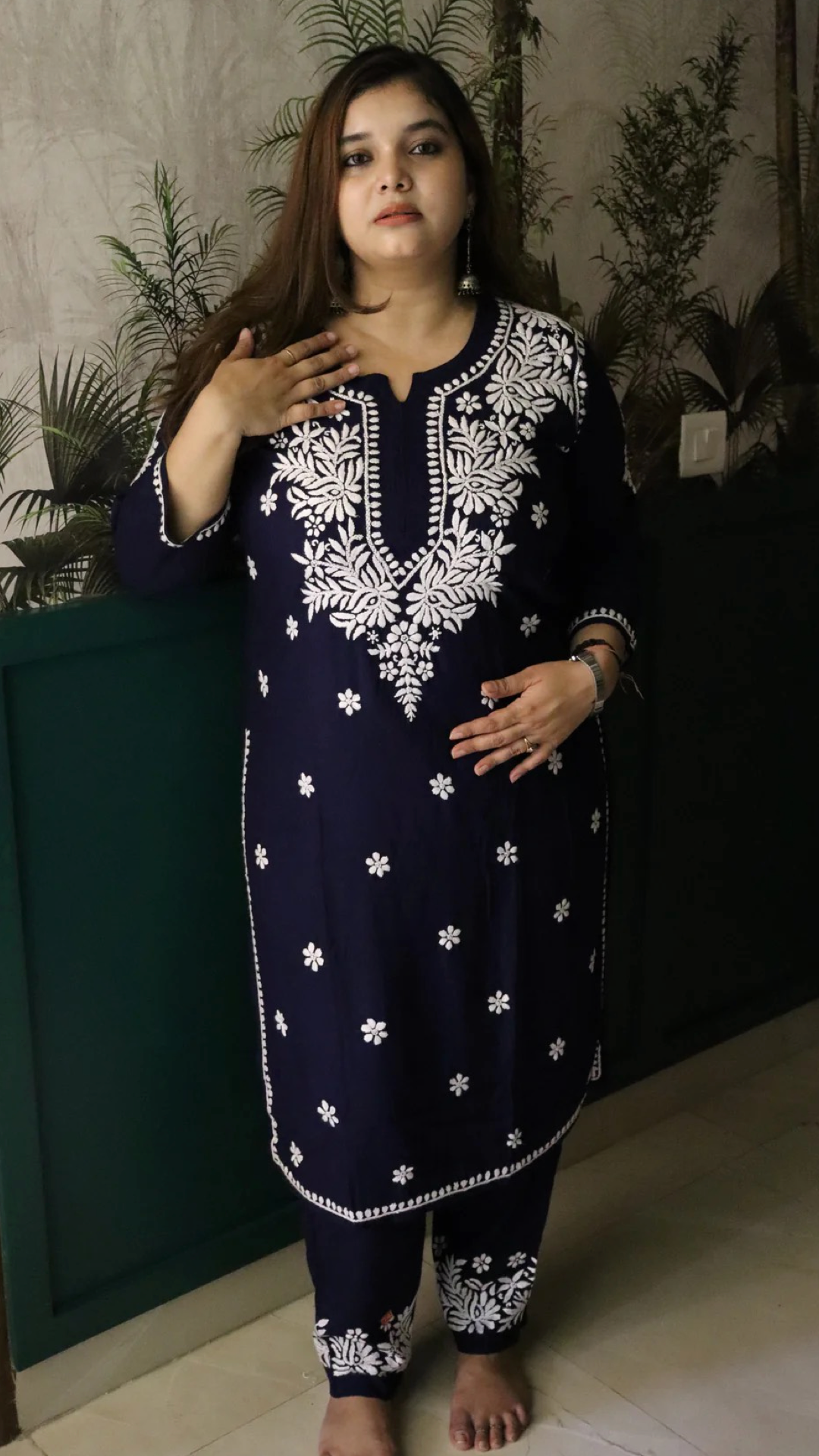 Chikankari suit set with Zari work