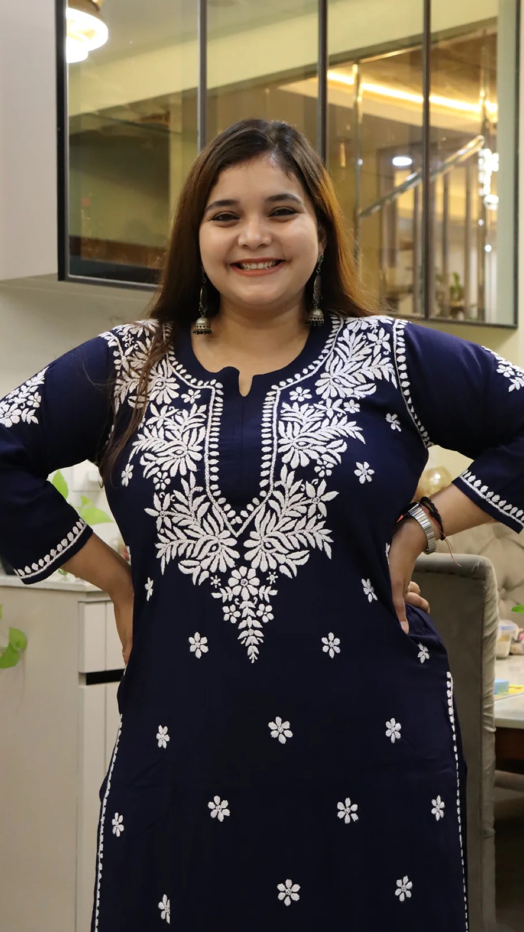 Chikankari suit set with Zari work