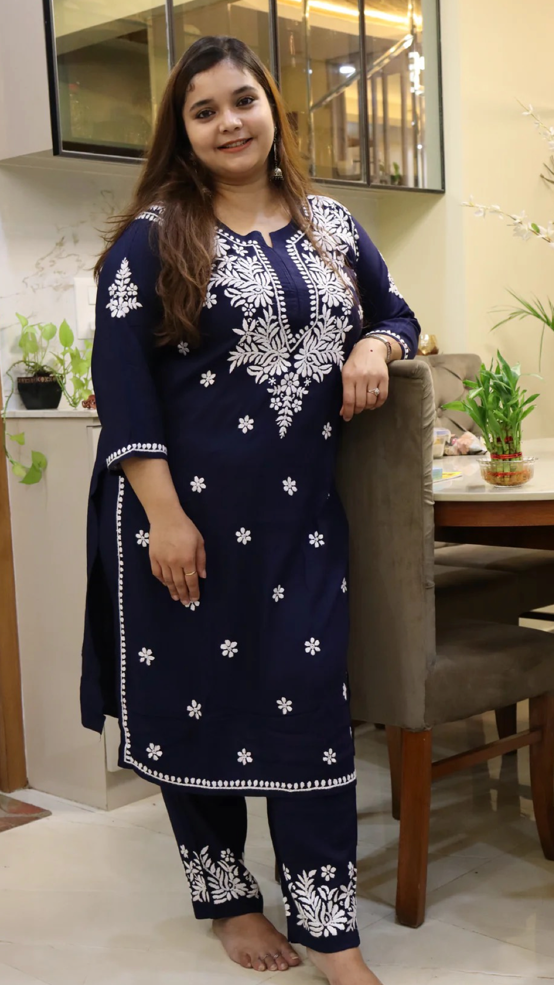 Chikankari suit set with Zari work