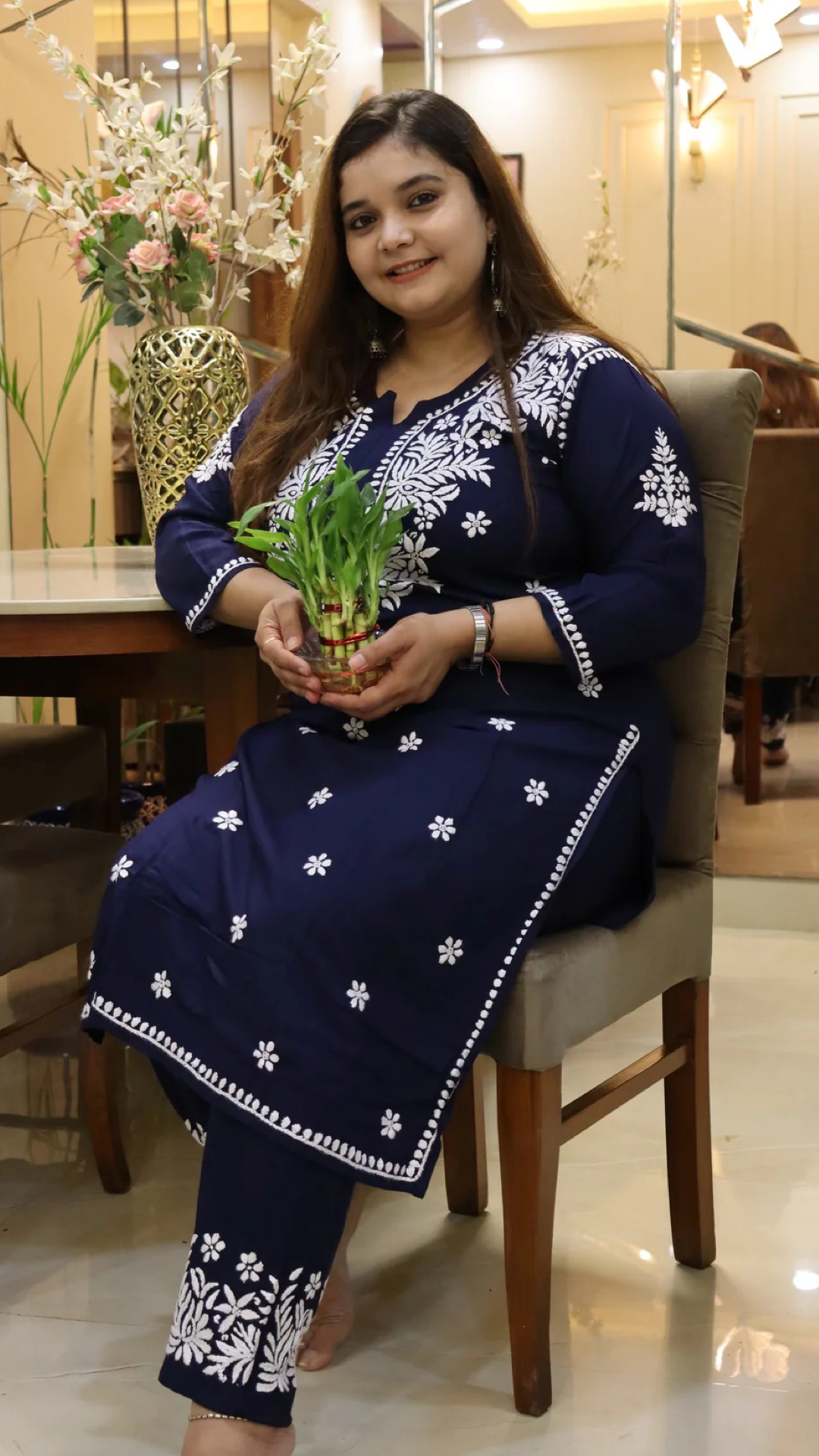 Chikankari suit set with Zari work