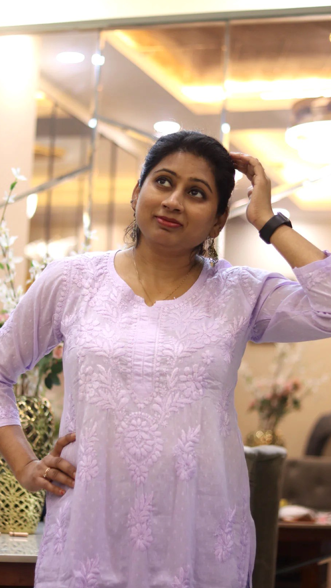 Kurti with full white embroidery