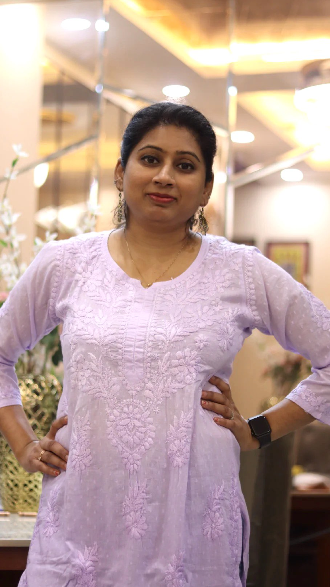 Kurti with full white embroidery