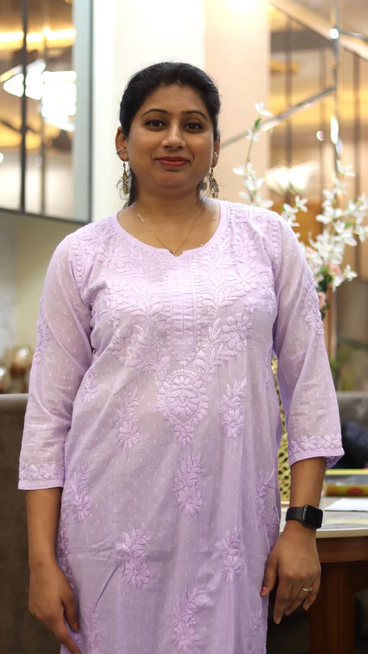 Kurti with full white embroidery