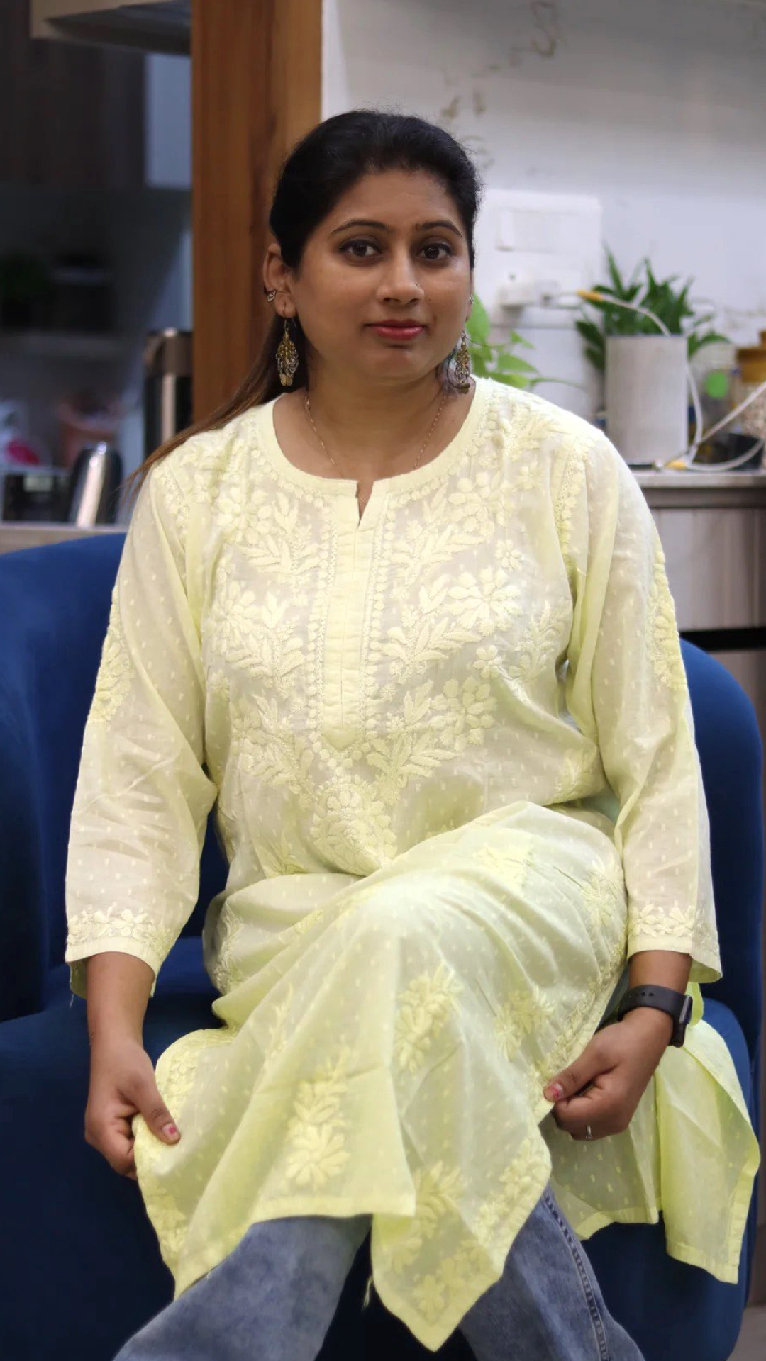 Kurti with full white embroidery