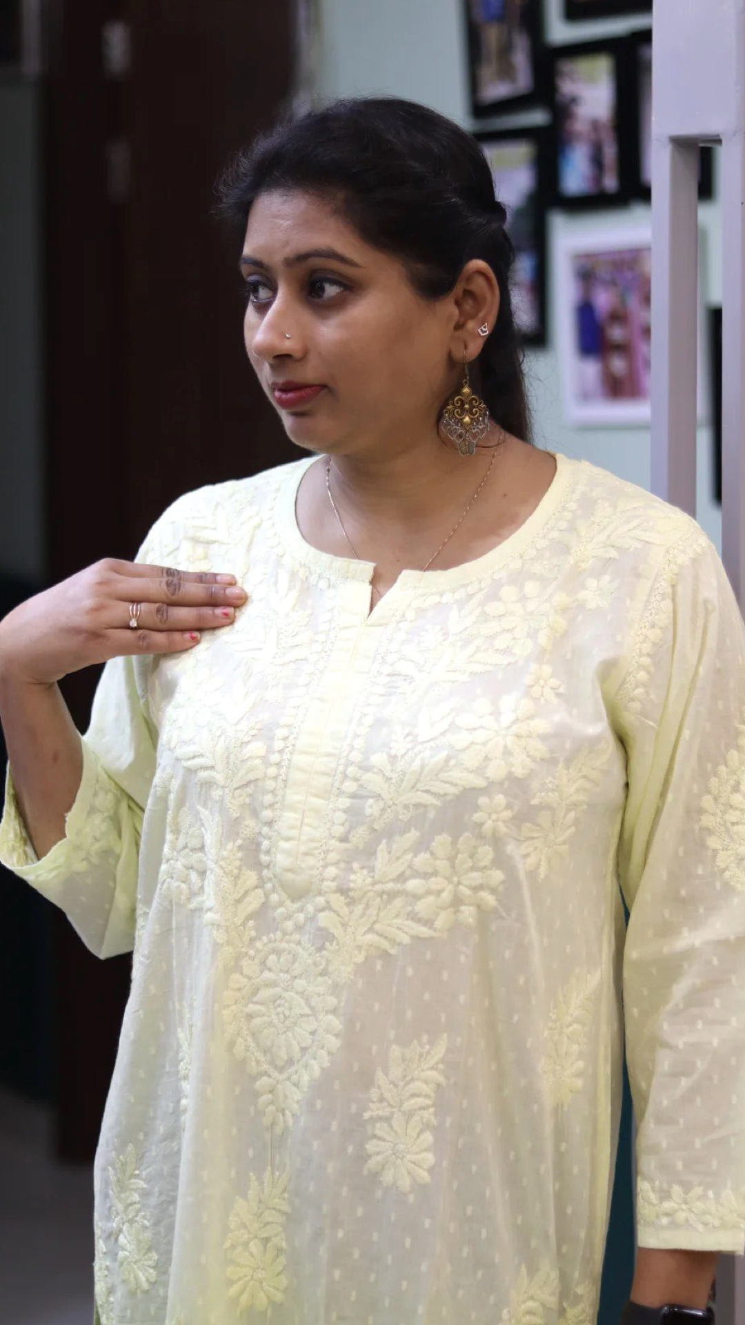 Kurti with full white embroidery