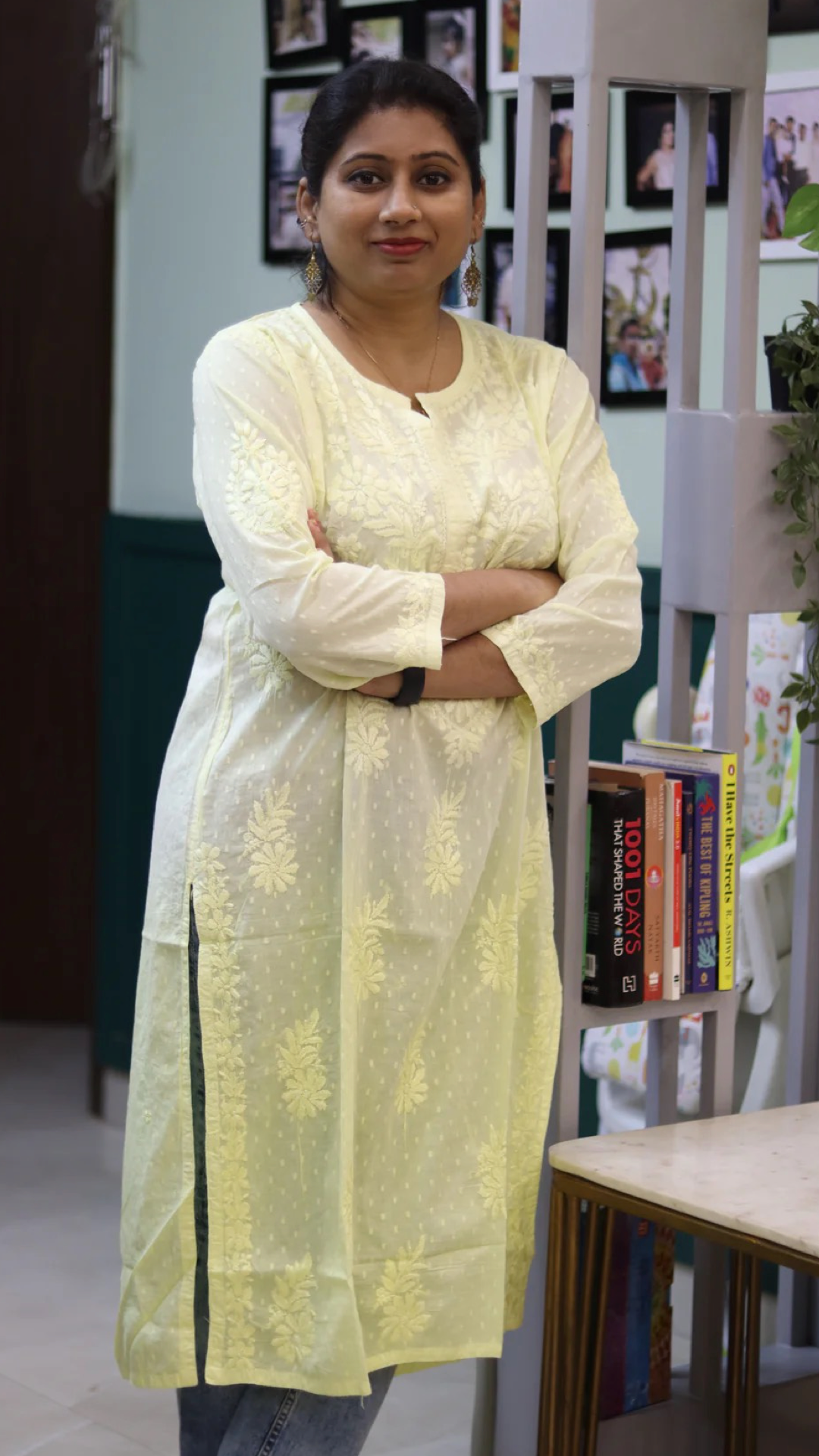 Kurti with full white embroidery