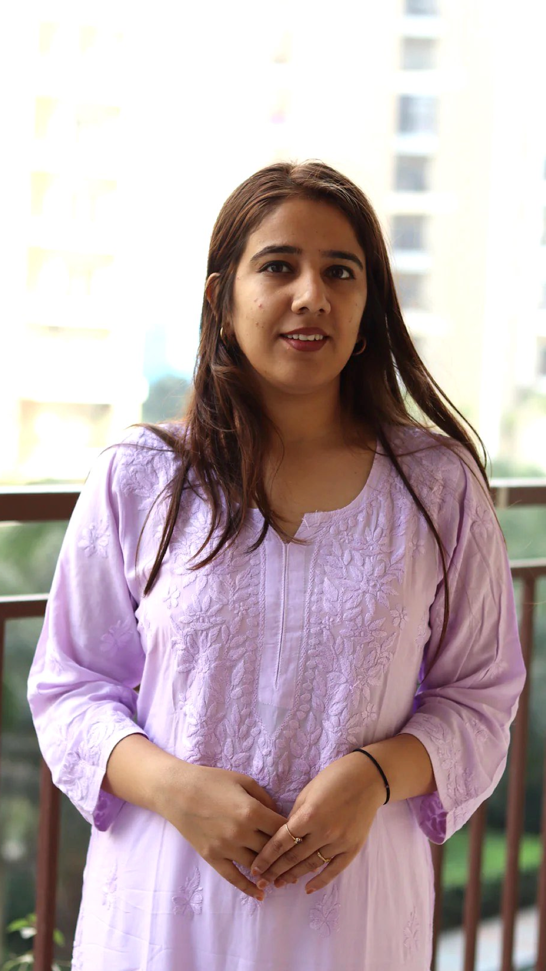 Kurti with same color embroidery