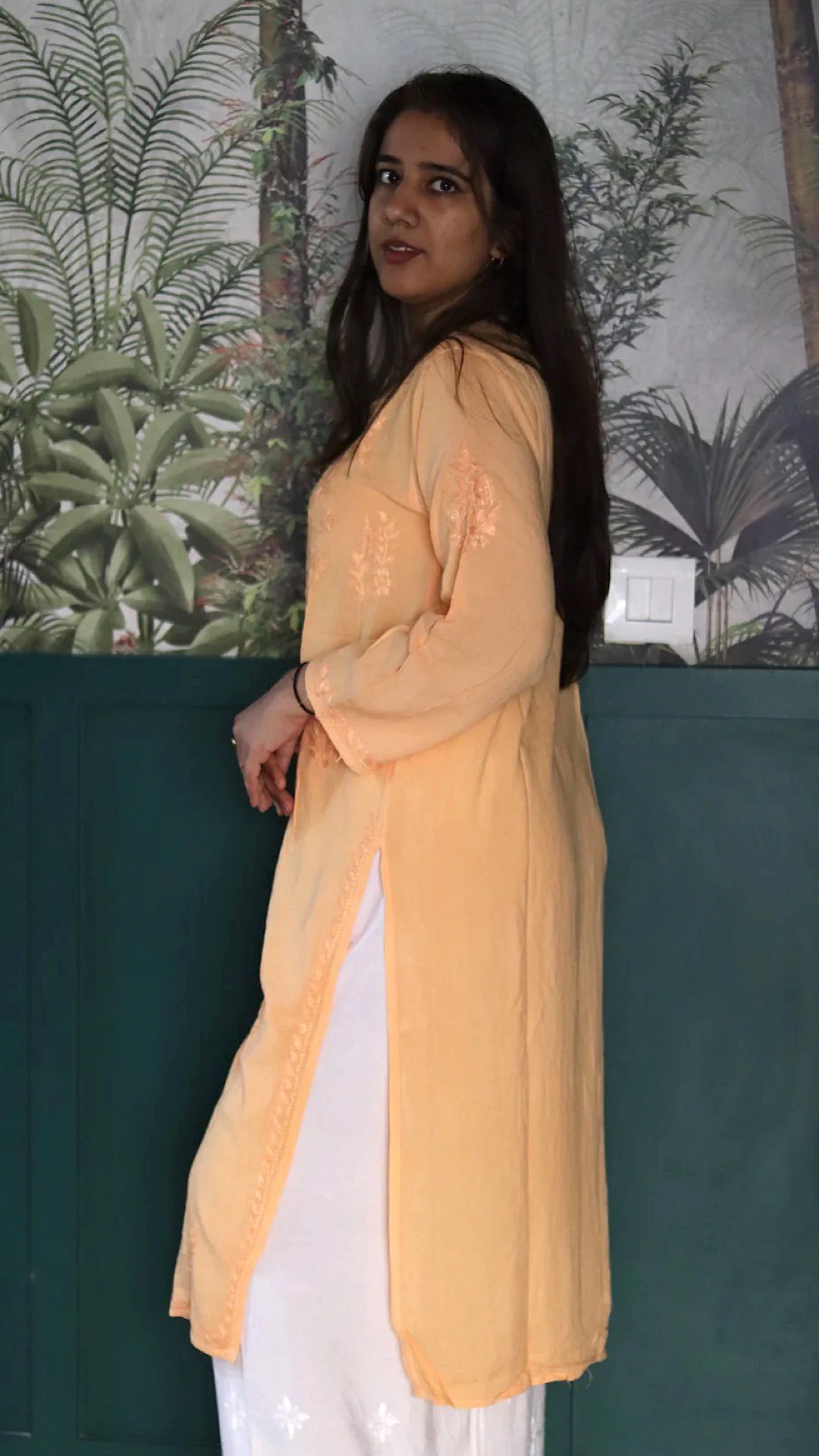 Kurti with full white embroidery