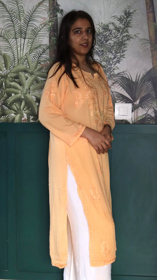 Kurti with full white embroidery
