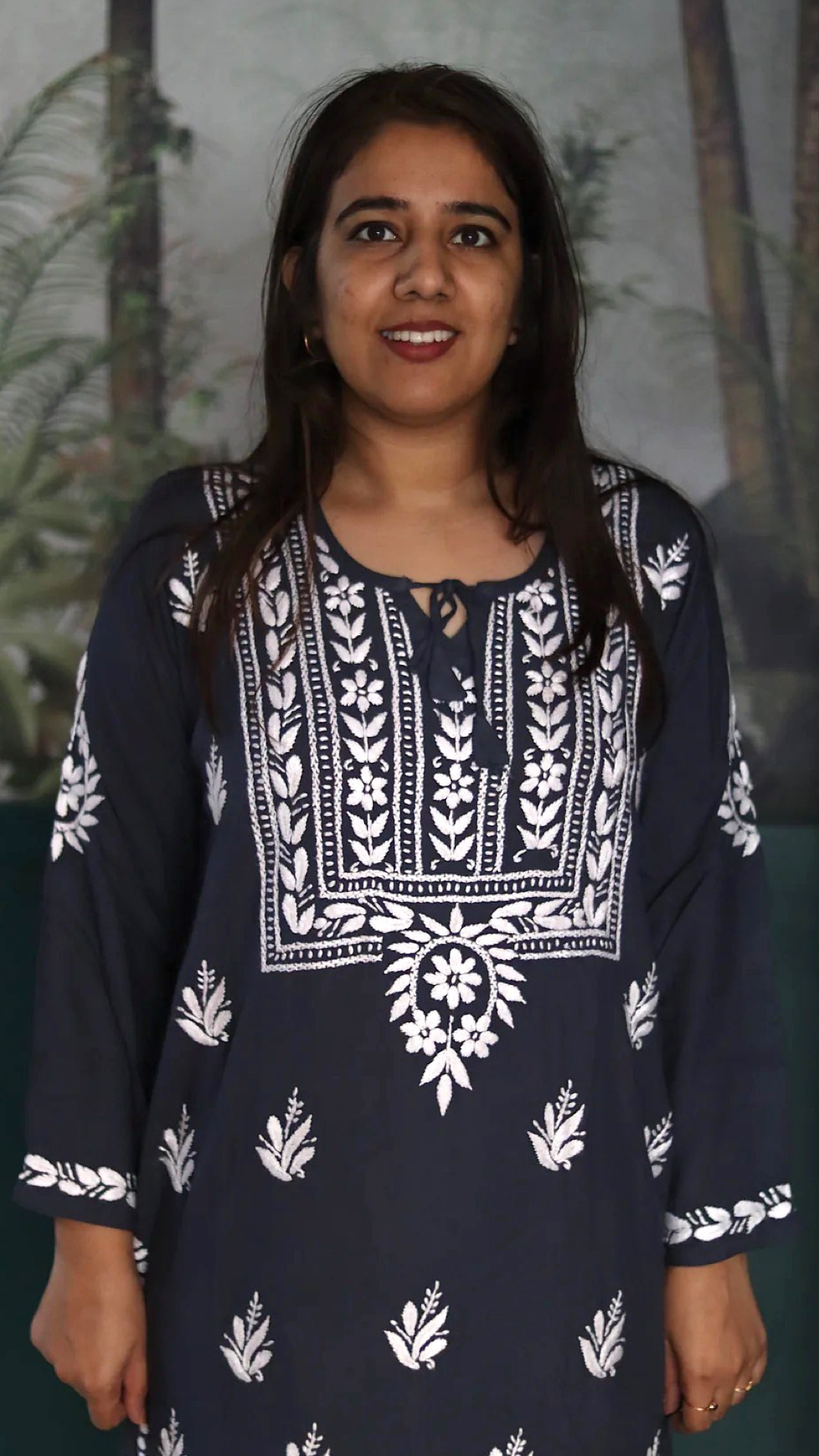 Kurti with full white embroidery