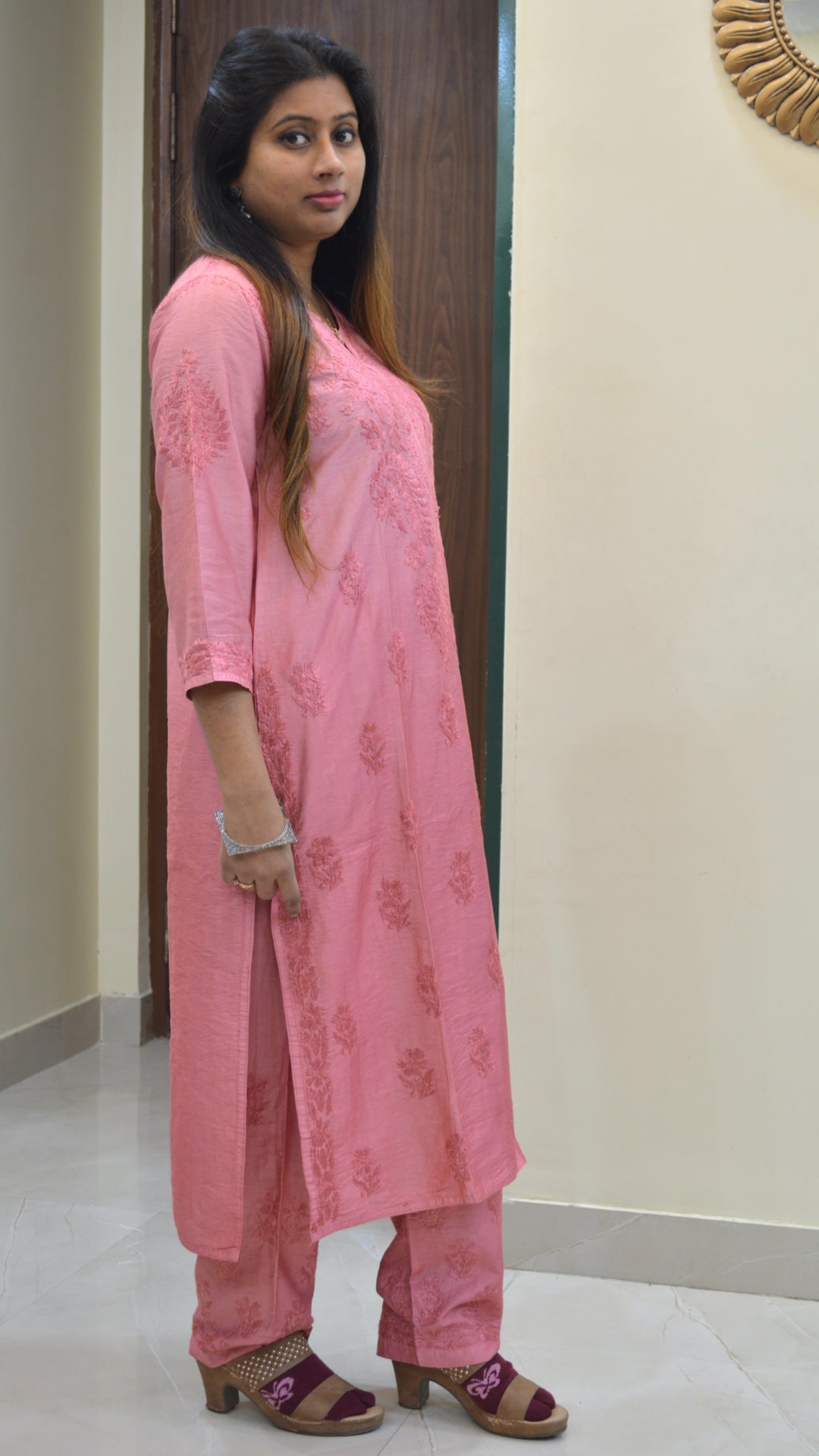 Chikankari suit set with ful work with same thread