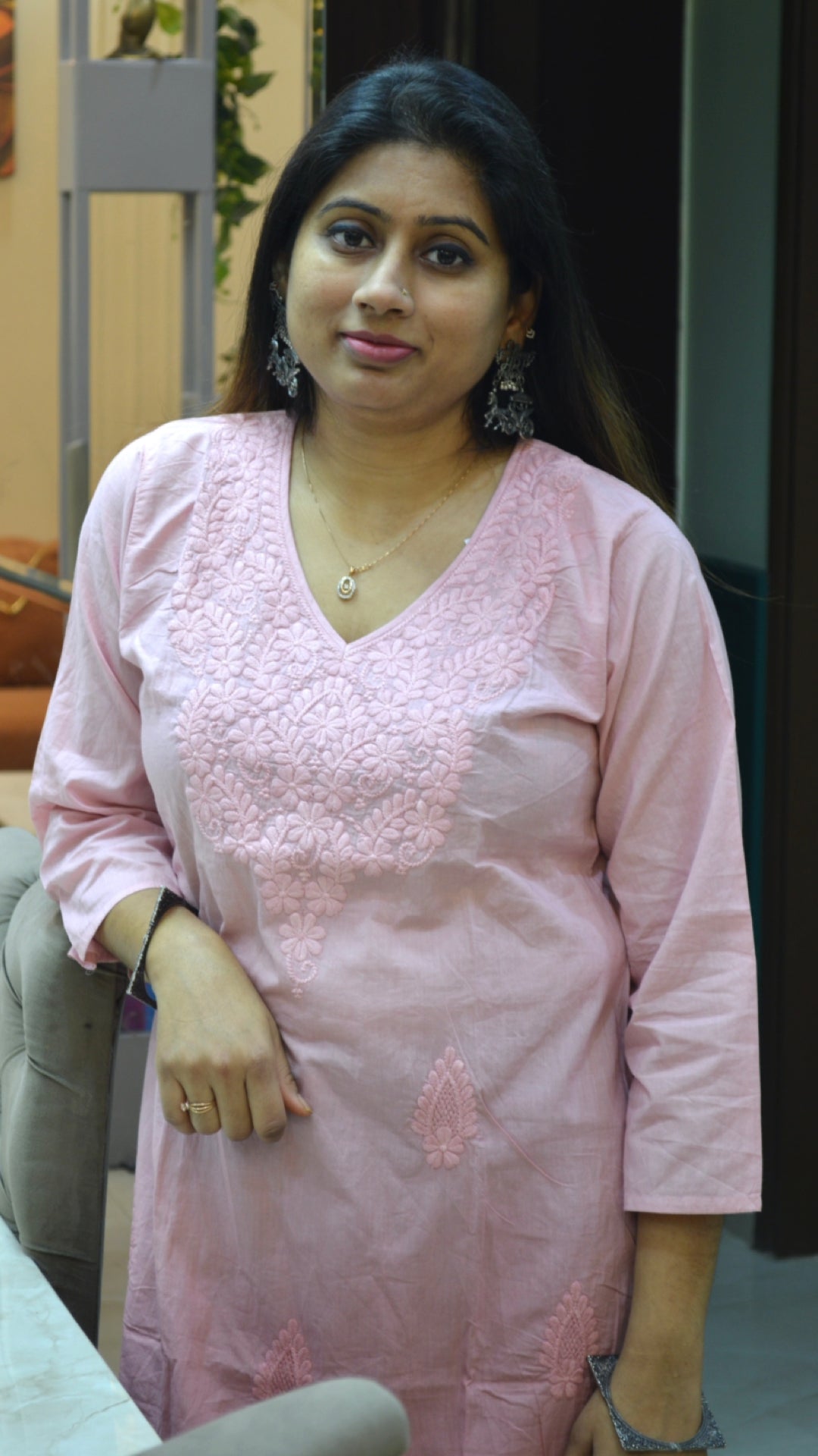 Heavy work on neck with Pure cotton fabric