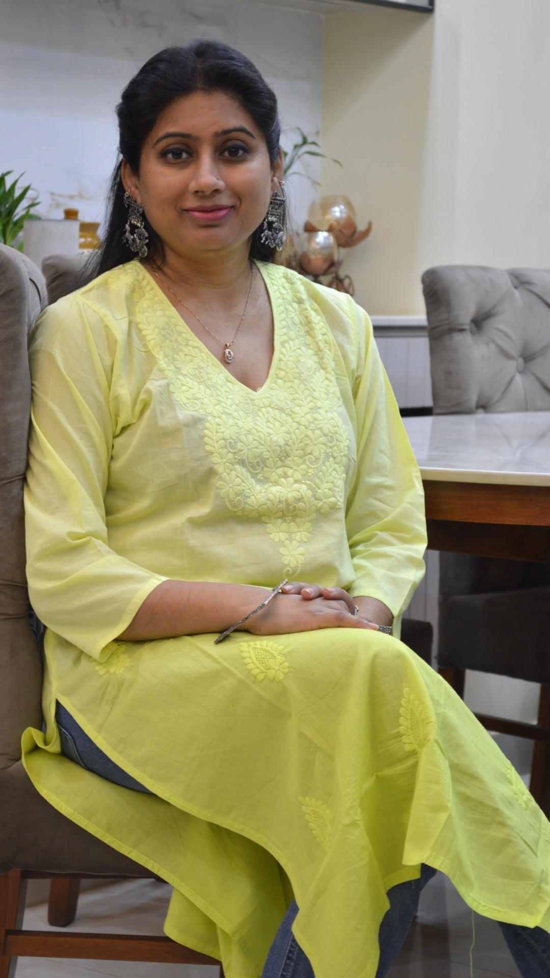 Heavy work on neck with Pure cotton fabric